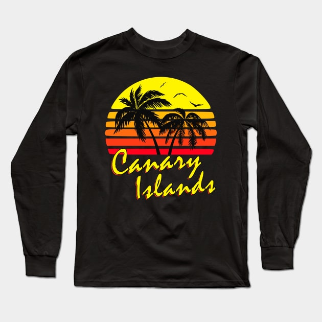 Canary Islands Retro Sunset Long Sleeve T-Shirt by Nerd_art